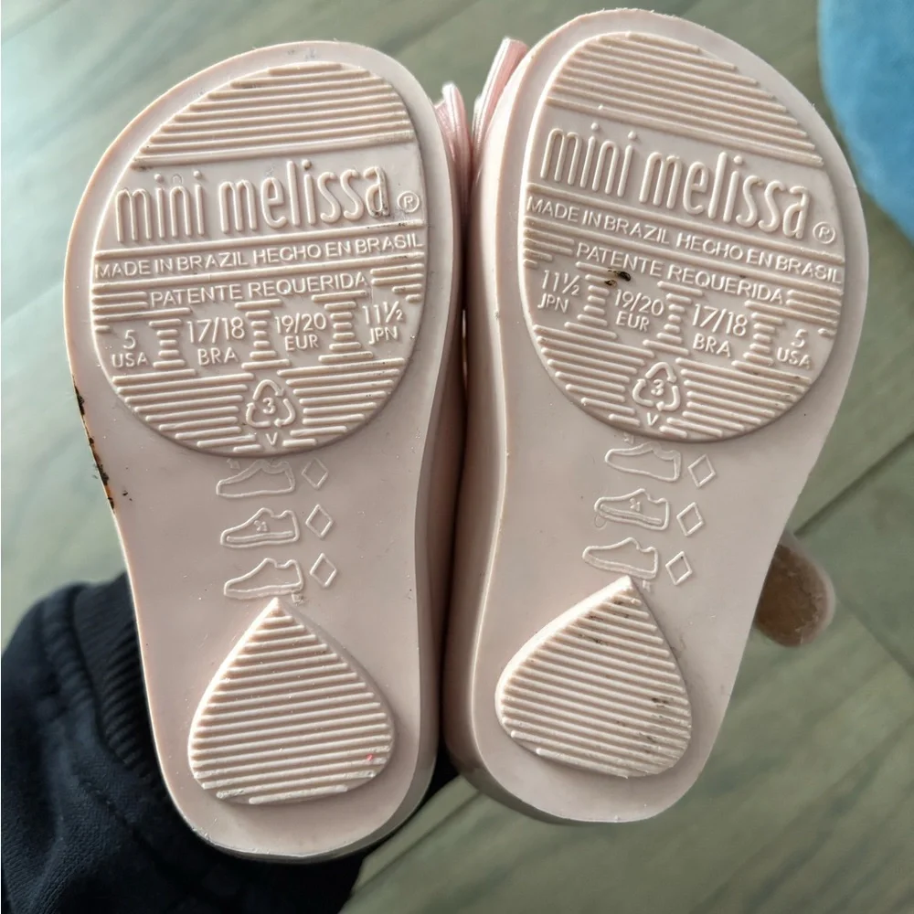 Mini Melissa Ultragirl Princess Bow Mary Jane Pink Flats Velcro Straps